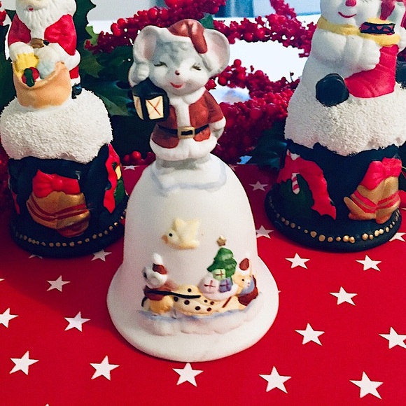 🎄Vintage Christmas Bells Santa, Snowman & Mouse🎄 - Picture 5 of 13